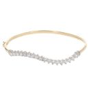9ct Yellow Gold Cubic Zirconia Wave Hinged Bangle