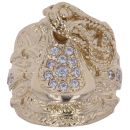 9ct Yellow Gold Cubic Zirconia Patterned Saddle Ring