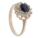 9ct Yellow Gold Sapphire and Cubic Zirconia Cluster Ring