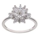 Silver Cubic Zirconia Flower Ring