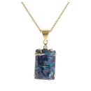 18ct Yellow Gold 0.05ct Diamond And Boulder Opal Pendant And Chain 16"
