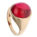 9ct Yellow Gold Created Ruby Signet Ring