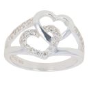Sterling Silver Cubic Zirconia Double Heart Ring By Icesia
