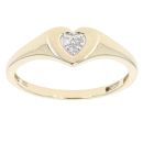 9ct Yellow Gold 0.05ct Diamond Heart Signet Ring