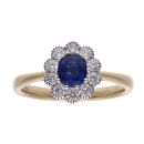 18ct Yellow And White Gold Sapphire And Diamond Cluster Ring