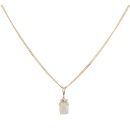 9ct Yellow Gold 0.02ct Diamond and Opal Pendant and Chain 18"