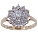 9ct Yellow Gold Cubic Zirconia Flower Cluster Ring
