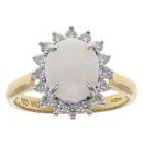 18ct Yellow Gold 0.26ct Brilliant Cut Diamond and Opal Cluster Ring