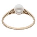 9ct Yellow Gold Pearl Single Stone Ring