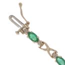 9ct Yellow Gold 0.10ct Diamond and Emerald Bracelet 6.5"