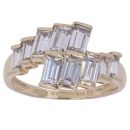 14ct Yellow Gold Fancy Baguette Cut Cubic Zirconia Ring