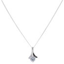 Silver Cubic Zirconia Twisted Ribbon Pendant And Chain 18" By Icesia