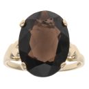 9ct Yellow Gold Smoky Quartz Single Stone Ring