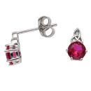 Silver Red Gemstone Celtic Stud Earrings By Icesia