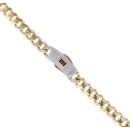 14ct Yellow Gold Monaco Curb Classic Pave Lock Chain 22"
