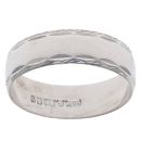 18ct White Gold Patterned Edge Wedding Band 5mm