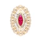 14ct Yellow Gold Greek Key Red Gemstone Ring