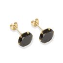 9ct Yellow Gold Black Cubic Zirconia Stud Earrings 8mm