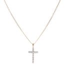9ct Yellow Gold 0.12ct Diamond Cross Pendant And Chain 18"