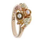 9ct Yellow and Rose Gold Pearl Leaf Patterned Ring