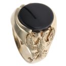 9ct Yellow Gold Onyx Patterned Signet Ring