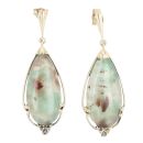 9ct Yellow Gold 0.02ct Diamond and Agate Teardrop Earrings