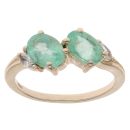 9ct Yellow Gold Green Gemstone And Cubic Zirconia Ring