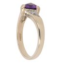 9ct Yellow Gold 0.02ct Diamond And Created Amethyst Ring