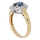 18ct Yellow Gold 0.66ct Brilliant Cut Diamond and Sapphire Cluster Ring