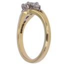 18ct Yellow Gold 0.75ct Princess and Pear Cut Diamond Trilogy Ring