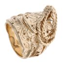 9ct Yellow Gold Patterned Saddle Ring