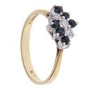 18ct Yellow Gold 0.15ct Diamond and Sapphire Three Row Cluster Ring