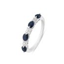 9ct White Gold Black Sapphire With Diamond Eternity Style Ring