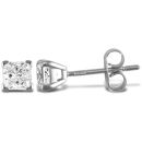 18ct White Gold 1.00ct Princess Cut 4 Claw Diamond Stud Earrings