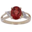 9ct Yellow Gold 0.03ct Diamond and Red Beryl Ring