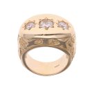 9ct Yellow Gold Three Stone Cubic Zirconia Signet Ring