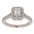 18ct White Gold 0.95ct Emerald And Brilliant Cut Diamond Cluster Ring