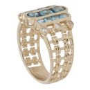 9ct Yellow Gold Blue Topaz and Cubic Zirconia Fancy Ring