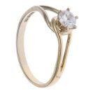 14ct Yellow and White Gold Cubic Zirconia Single Stone Ring