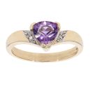 9ct Yellow Gold Created Amethyst Triangular Ring