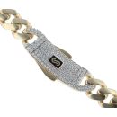 14ct Yellow Gold Monaco Classic Plain Pave Lock Curb Chain 18"