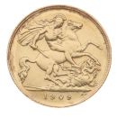 1909 Edward VII Large Head UK Half Sovereign Coin