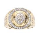 14ct Yellow and White Gold Cubic Zirconia Lion Ring