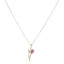 9ct Yellow Gold Garnet Rose Pendant and Chain 18"