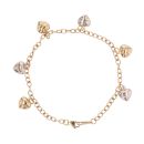 14ct Yellow and White Gold Heart Charm Bracelet 7.5"