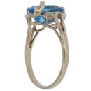 9ct Yellow Gold 0.04ct Diamond and Blue Topaz Solitaire Ring