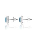 9ct White Gold Swiss Blue Topaz And 0.14ct Natural Diamond Emerald Cut Studs