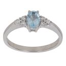 18ct White Gold 0.15ct Diamond And Aquamarine Ring