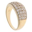 9ct Yellow Gold Cubic Zirconia Four Row Signet Ring