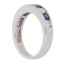 18ct White Gold 0.58ct Brilliant Cut Diamond and Sapphire Eternity Ring